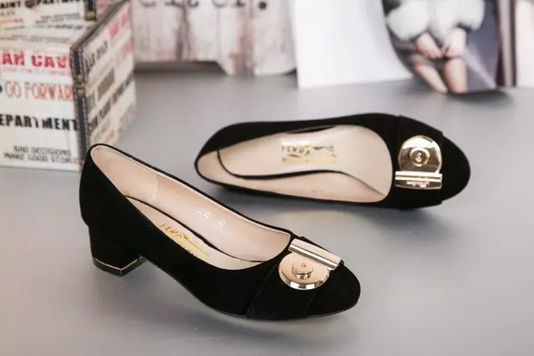 Ferragamo Shallow mouth Block heel Shoes Women--029